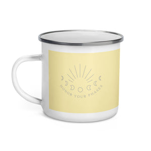 Honor your phases ||  yellow enamel mug